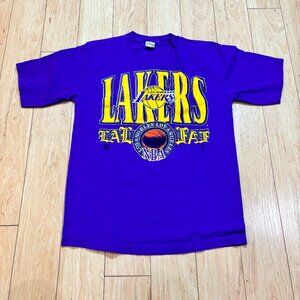 Vintage Los Angeles Lakers Single Stitch T-Shirt Competitor Purple Made USA Sz L
